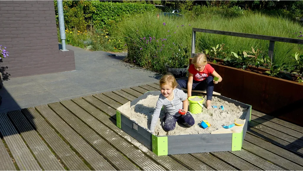 Bac à Sable Hexagonal en Bois EXIT Aksent 160x140 cm pour Enfant
