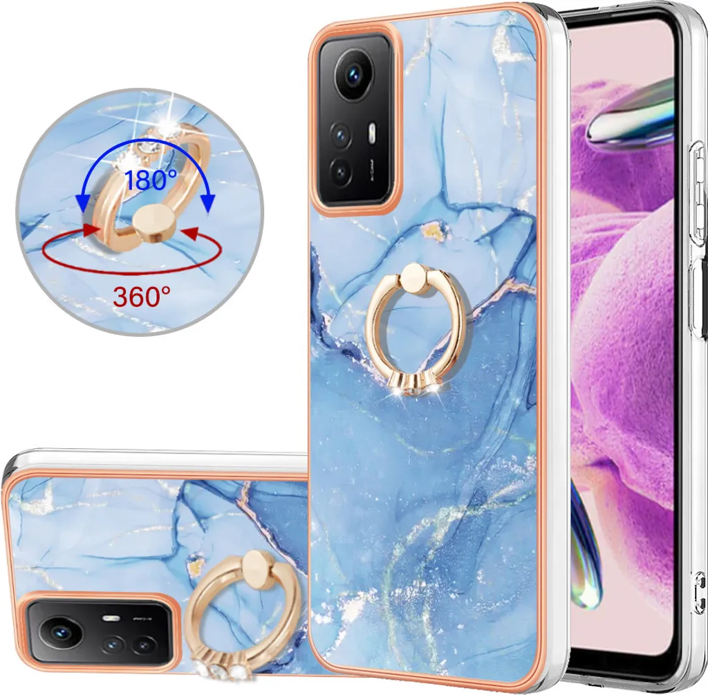 Offerta Cover Redmi Note 12S Azzurra - Silicone TPU Fantasia con Anello