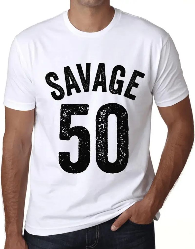 Herren Grafik T-Shirt Savage 50 Geschenk 50. Geburtstag Jahrestag 50 Jahre Jubiläum 50 Jährige Mann Jahrgang 1974 Kurzarm Lustige Druck