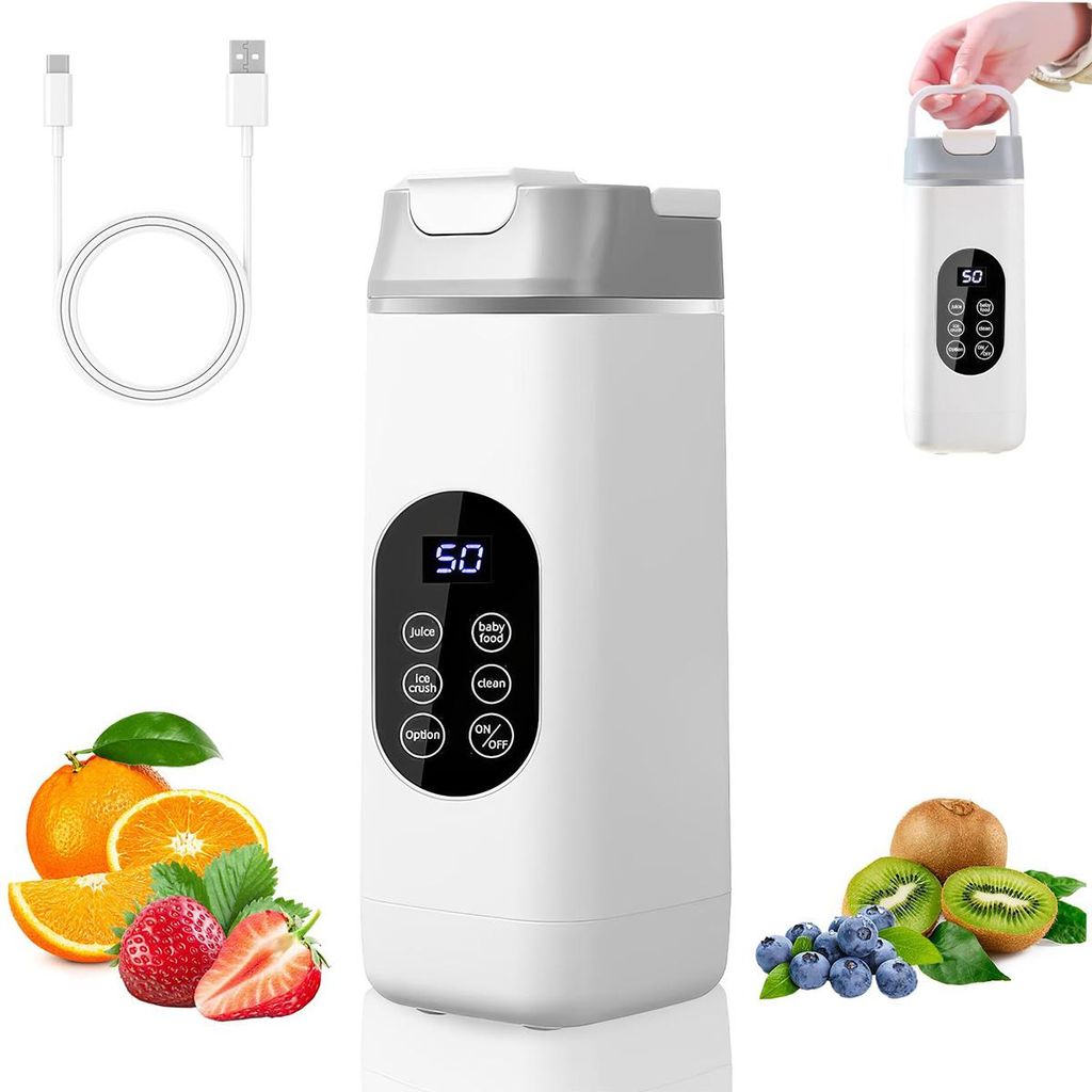 420ml tragbarer Mixer,Smoothie Maker,4 Modi,automatische Reinigung,12 Klingen,geeignet für Obst und Gemüse,Smoothies und Babynahrung