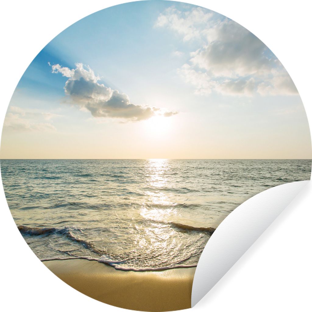 MuchoWow Runde Wandtattoo - Wandsticker Tapete Aufkleber Meer - Sommer - Strand Ø 80 cm Selbstklebend und Repositionierbar - Wandaufkleber - Kre...