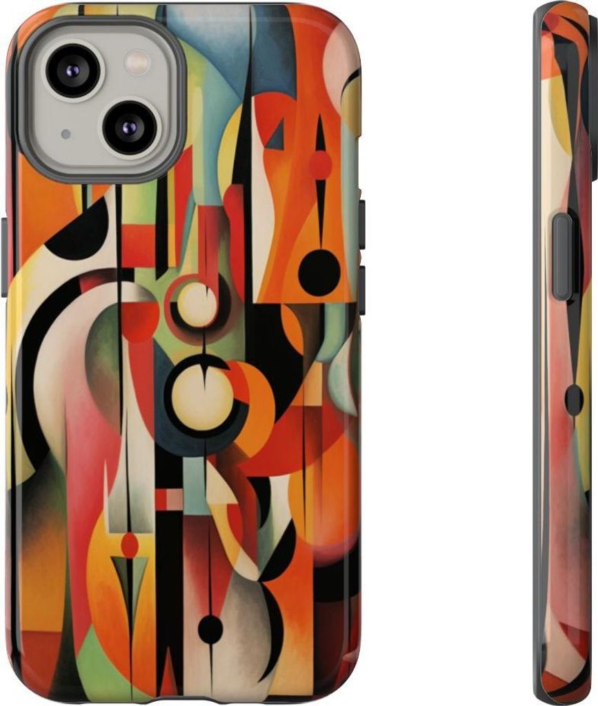 Abstrakte geometrische Formen in warmen Farbtönen – Hülle Kompatibel mit iPhone 14