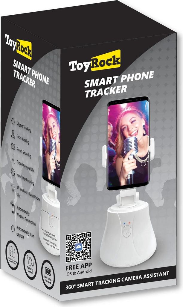 Smartphone-Tracker, 360° drehbar, 37° neigbar, Bluetooth, Stativkompatibel für Videoaufnahmen