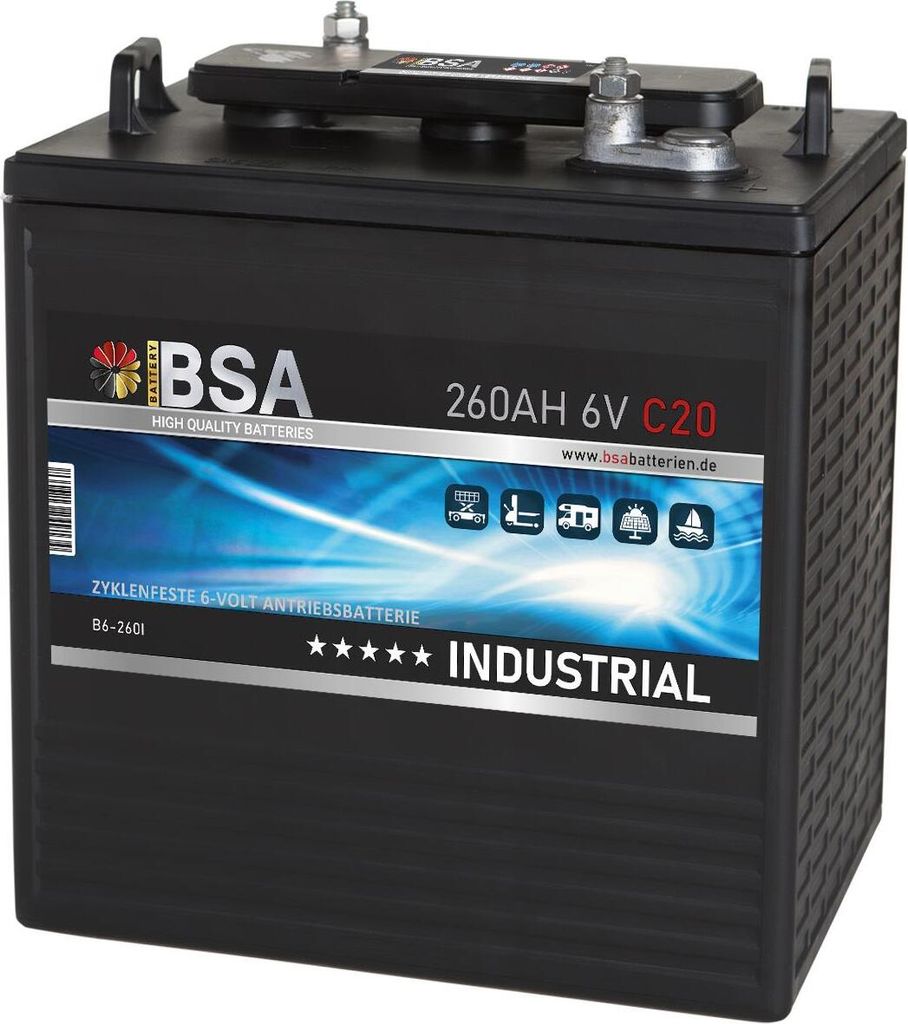 BSA Batterie 6V 260Ah C20 Traktionsbatterie Antrieb Gabelstapler Stapler Hubwagen Hebebühne Elektroauto Batterie Golfcart Batterie 215Ah C5