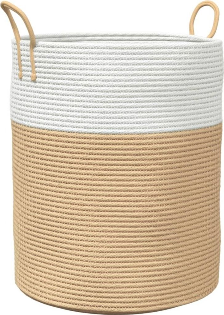 vidaXL Aufbewahrungskorb Beige und Weiß Ø38x46 cm Baumwolle Produktbild 