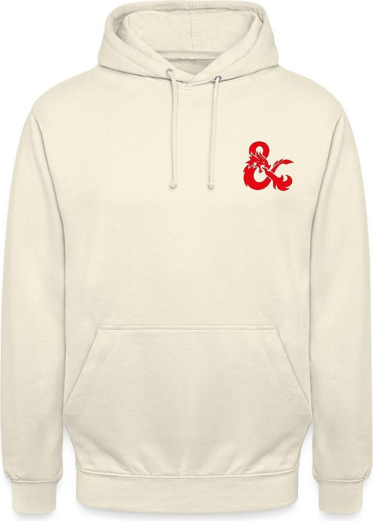 Spreadshirt Dungeons And Dragons Logo In Rot Uni Hoodie, L, Vanille-Milchshake