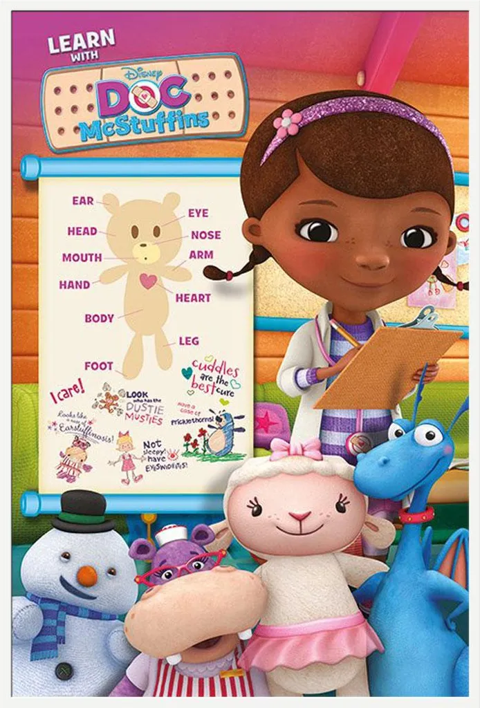 Poster éducatif Docteur La Peluche avec cadre Shinsuke blanc Maxi