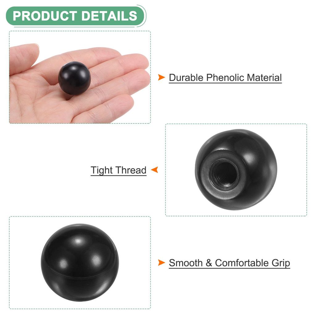 5er-Pack Gewindekugelkn?pfe, M6-Weibliches Gewinde 20mm Durchmesser Thermoset-Kugelknopf fš¹r Drehmaschine/Maschine/Rasenm?her, Runder Phenolhebe...