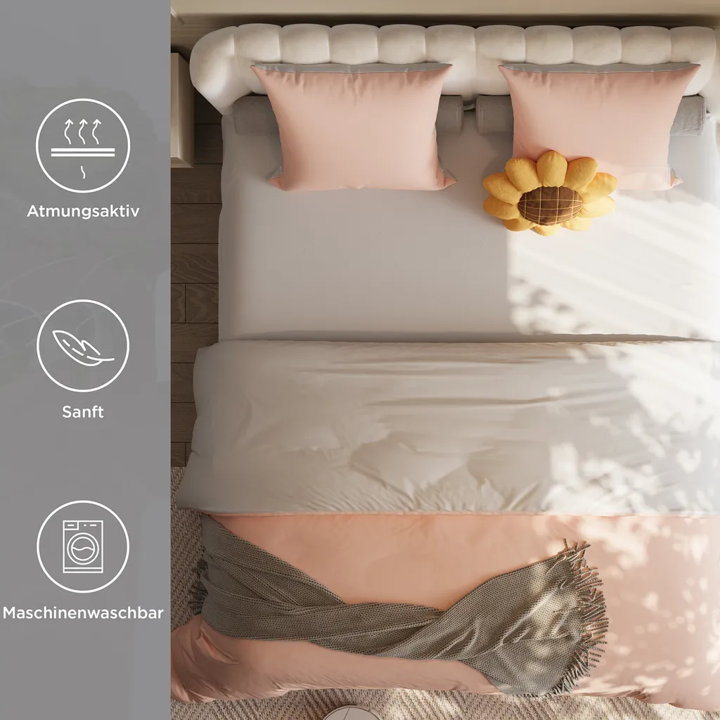 RUIKASI Set di biancheria da letto 155x220 Lavanda Rosa 2 pezzi - Copripiumino reversibile 155 x 220 con cerniera, set di biancheria da letto in