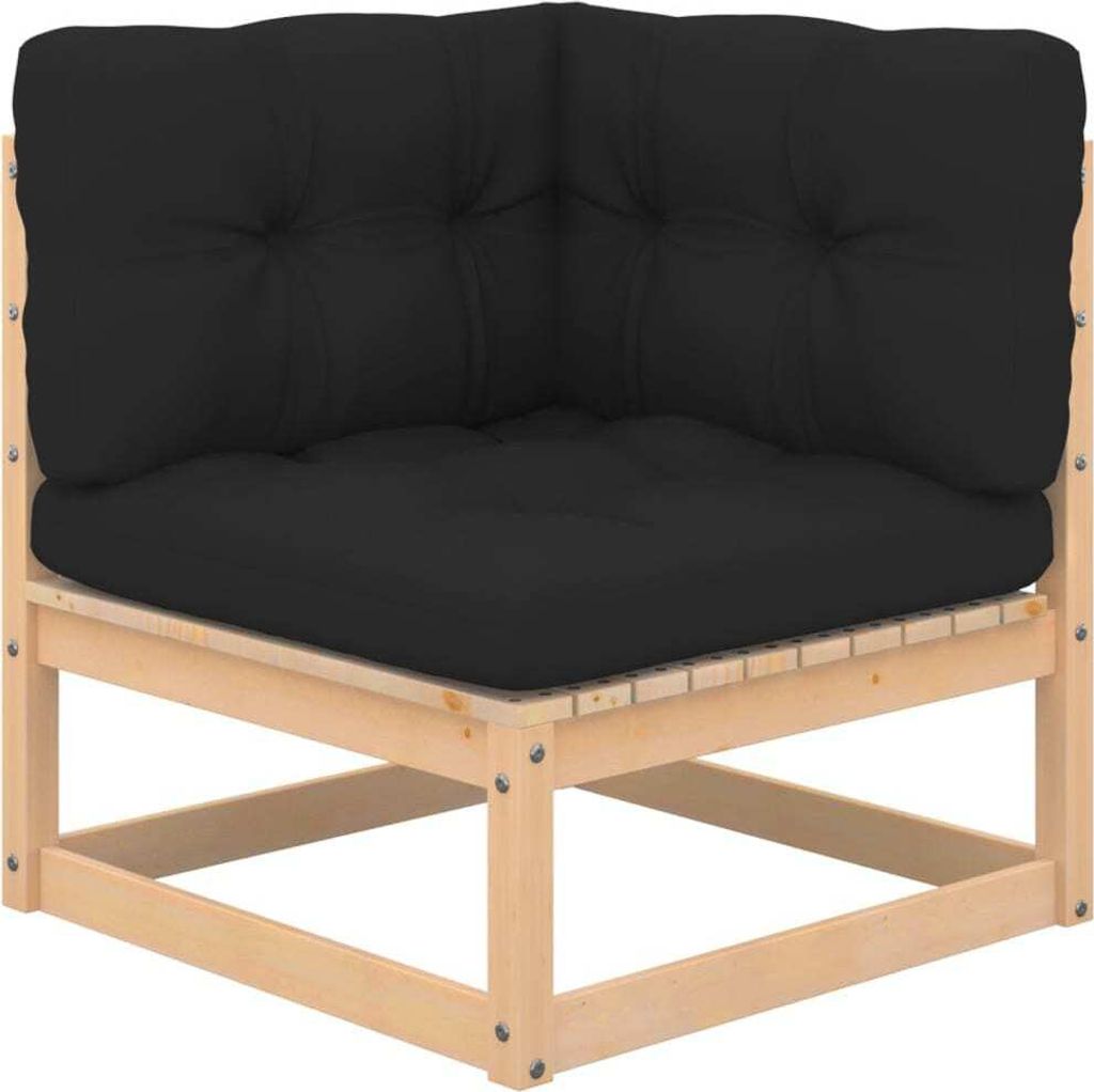 Möbel Garten-Ecksofa - CLORIS - Balkonmöbel - Gartenmöbel Set -s mit Kissen 2 Stk. Massivholz Kiefer - 70x70x67 cm Top7462612