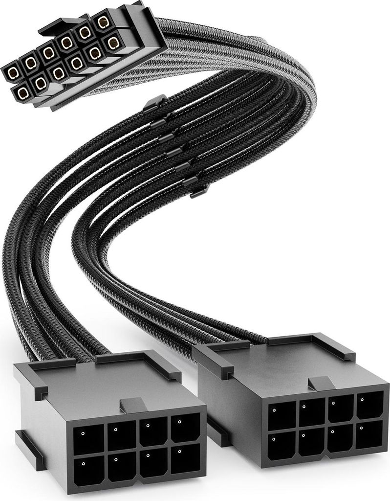 deleyCON 30cm PCIe 12pin Stecker auf 2x8pin Buchse Produktbild 