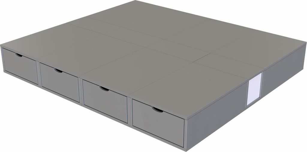 Doppelbett mit stauraum Würfel - 160x200 - Grau