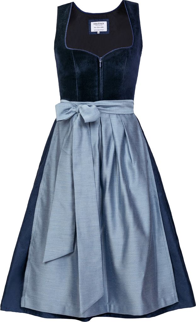 Edelnice Midi Dirndl Luna Samt Blau 38