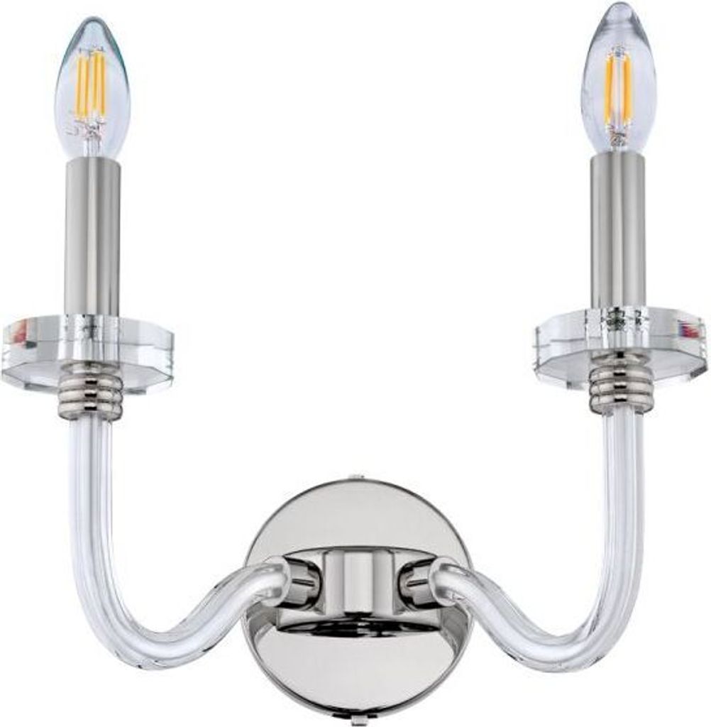 Wandlampe Metall E14 B: 33 cm Transparent Chrom 2-flammig Klassisch