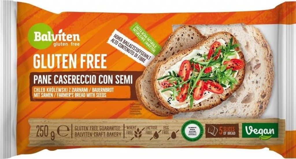 Königliches dunkles Brot mit Körnern, geschnitten, glutenfrei, 250 g – BALVITEN