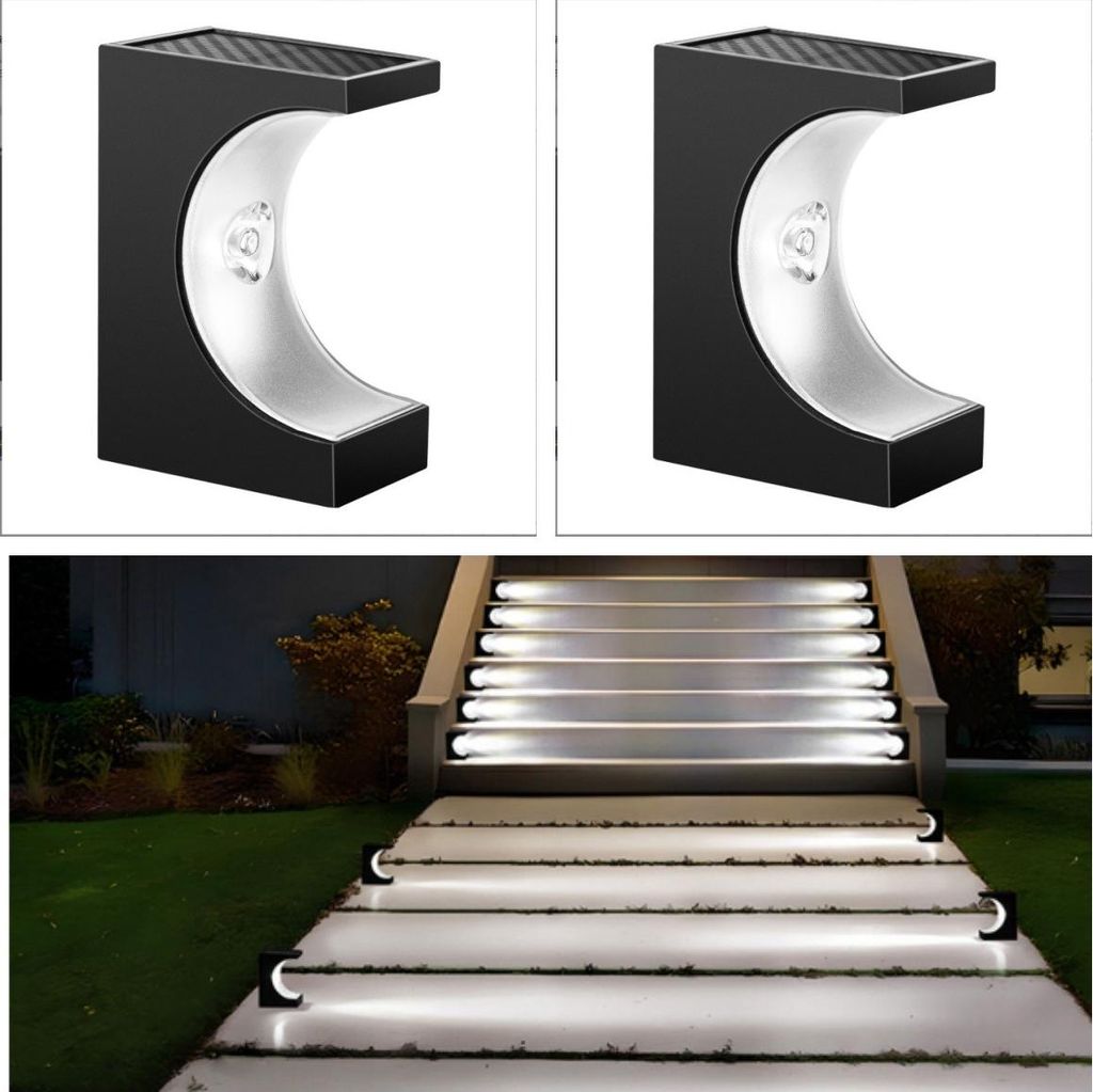 INF Solarbetriebene Treppenleuchten für den Außenbereich, Weißes Licht, 2 Stück 2 pack