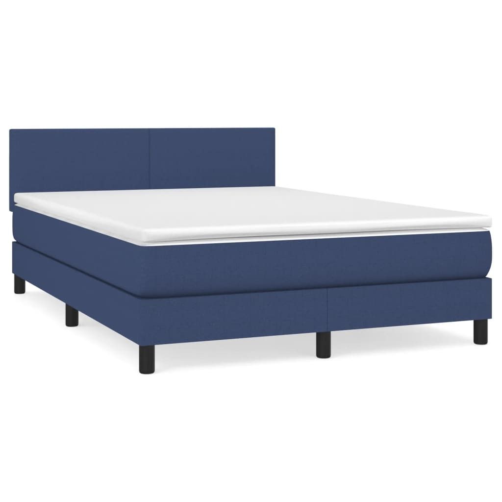 Möbel Boxspringbett/bettgestell - Bettrahmen - Doppelbett - mit Matratze Blau 140x200 cm Stoff - Polsterbett Klassische Betten CLORIS4918628