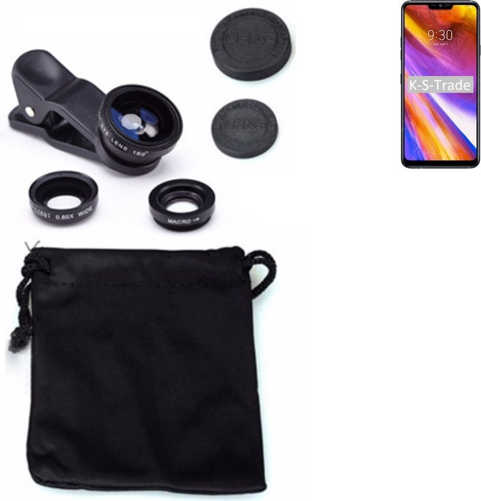 K-S-Trade Smartphone Kamera Linsen Set Kompatibel mit LG Electronics G7+ ThinQ 3in1 Clip-On Kamera Adapter Macro Weitwinkel FishEye Fischauge Objektiv