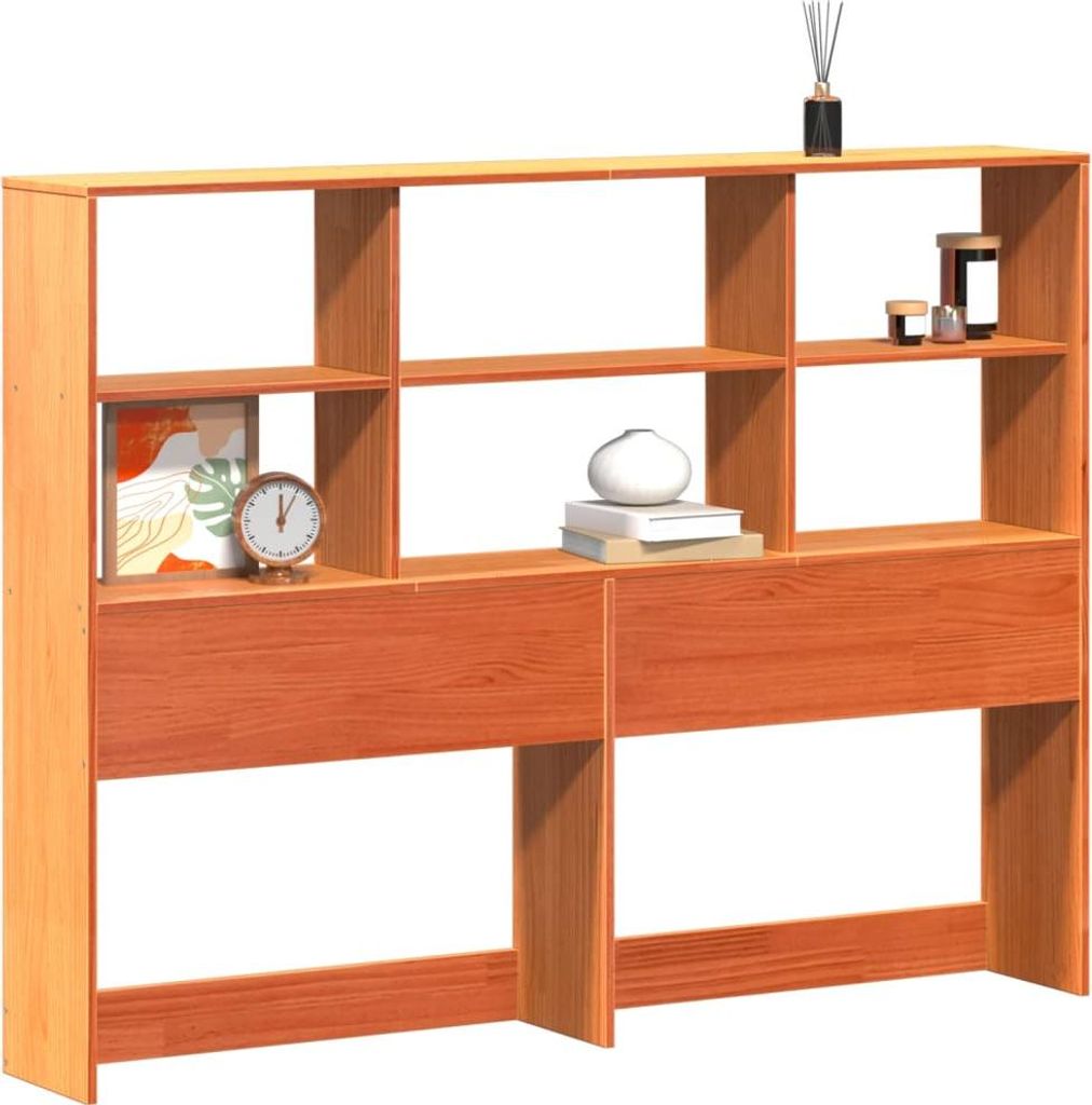vidaXL Kopfteil mit Stauraum Wachsbraun 135 cm Massivholz Kiefer