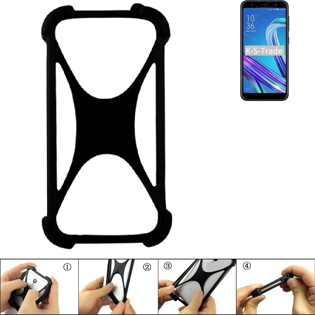 K-S-Trade Handy-Hülle Schutz-Hülle kompatibel mit Asus ZenFone Max (M1) SD430 Silikon Bumper TPU Softcase Smartphone Stoßschutz, schwarz
