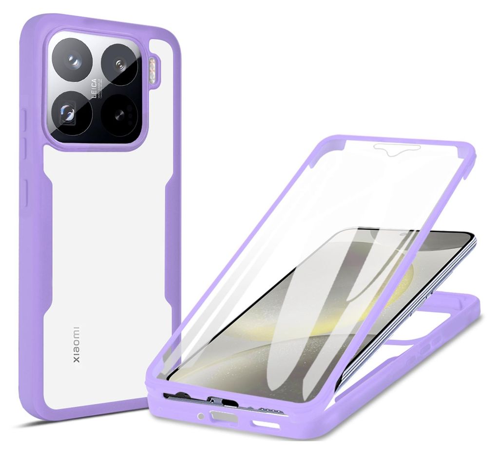 360° Grad Hülle für Xiaomi 15 Handyhülle vollschutz Integriertem Displayschutz in Lila