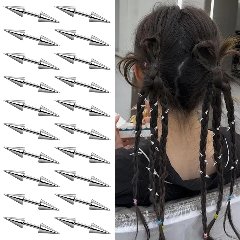 Accessoires Cheveux Gothiques : Lot de 20 Barrettes Punk à Rivets en Acier