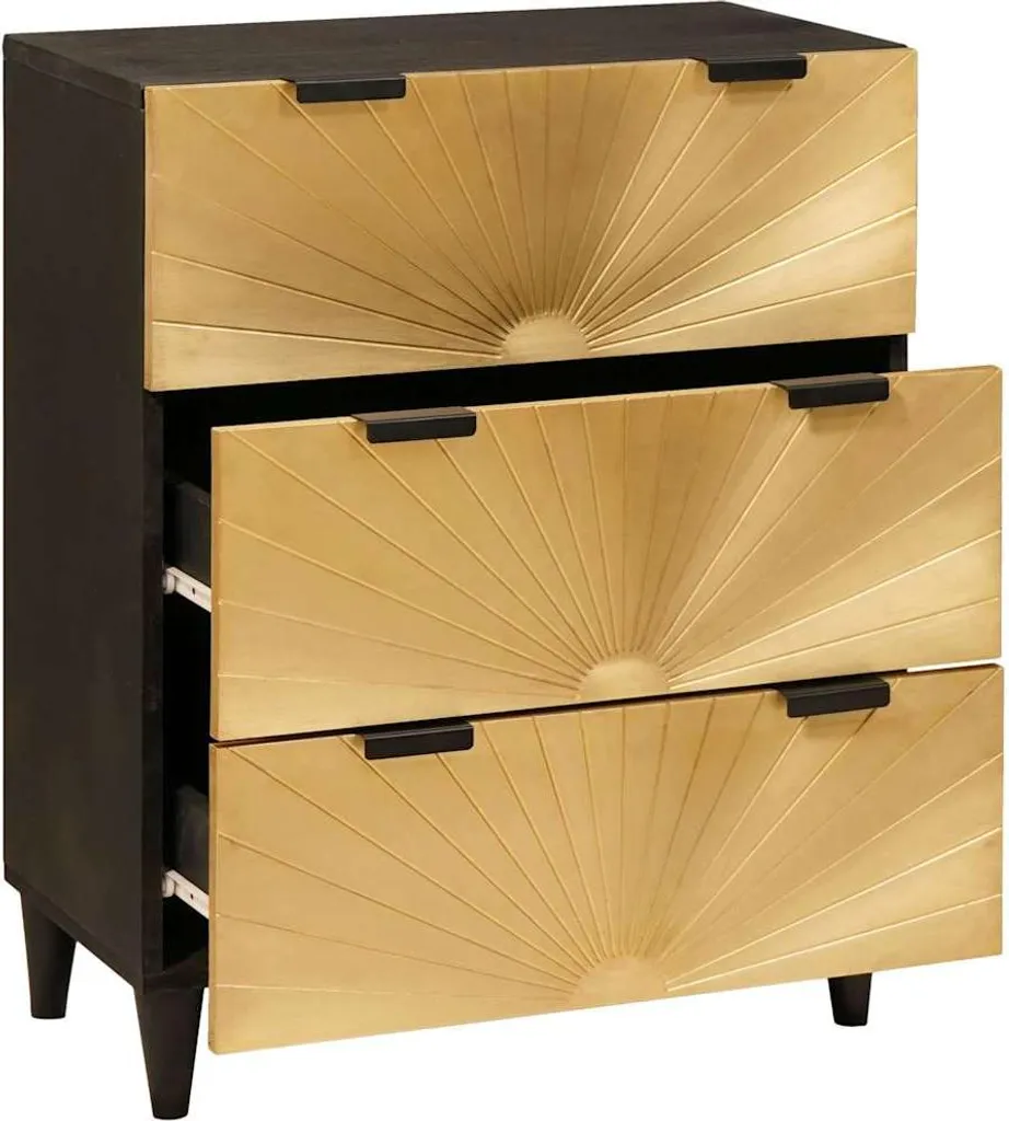 Sideboard vidaXL Luxury Black & Gold 60x33x75 cm Legno Mango