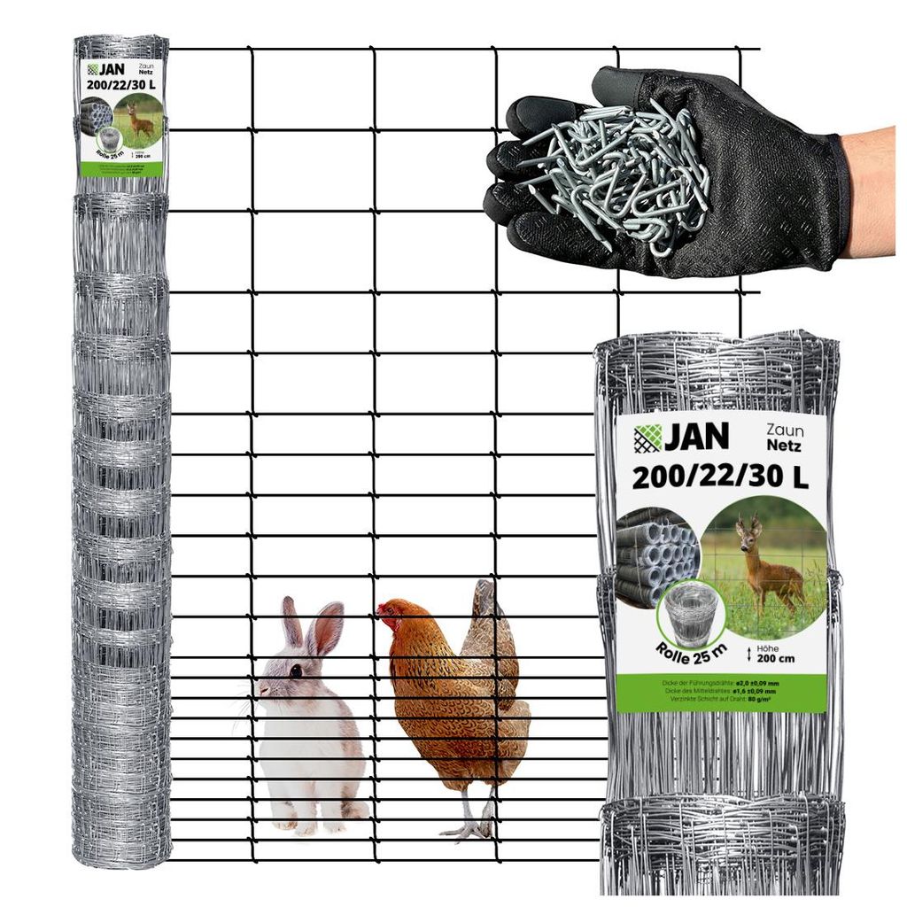 Wildzaun - Knotengeflecht -  verzinkt 200/22/30 L - 50 M - Produktbild 