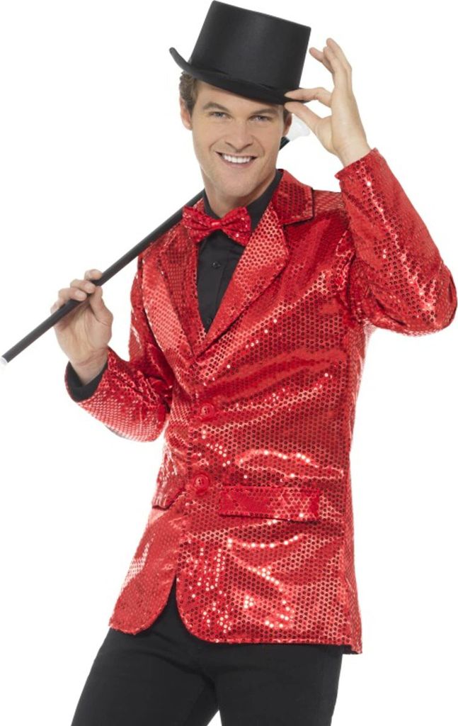 Disco-Jacke für Herren mit Pailletten in rot M
