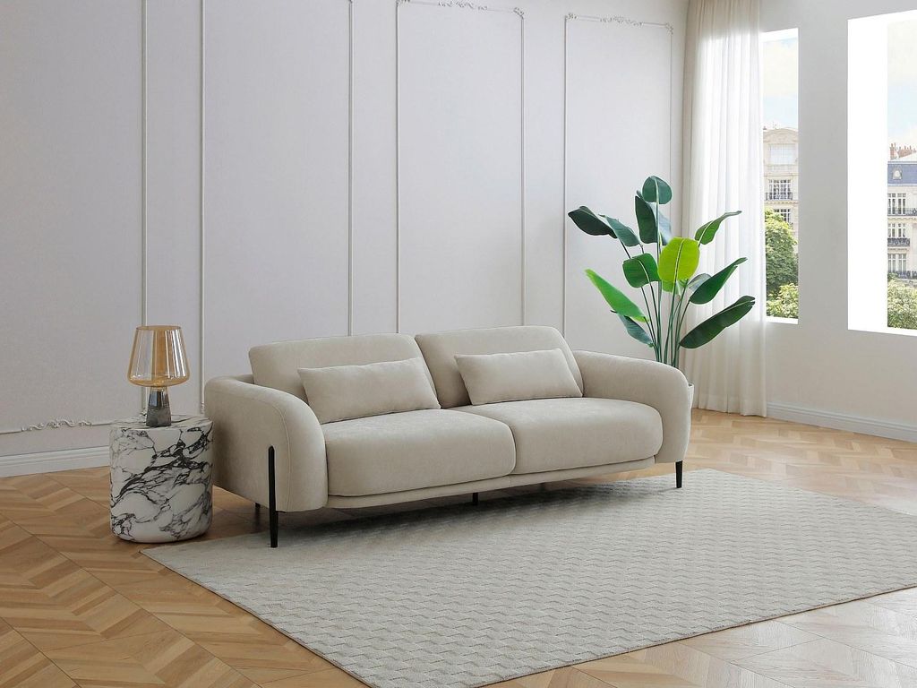 Sofa 3-Sitzer mit verstellbarer Rückenlehne - Stoff Beige - ARAVIO