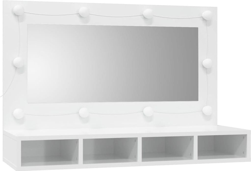 vidaXL Specchio con LED bianco lucido 90x31,5x62 cm Immagine del prodotto 