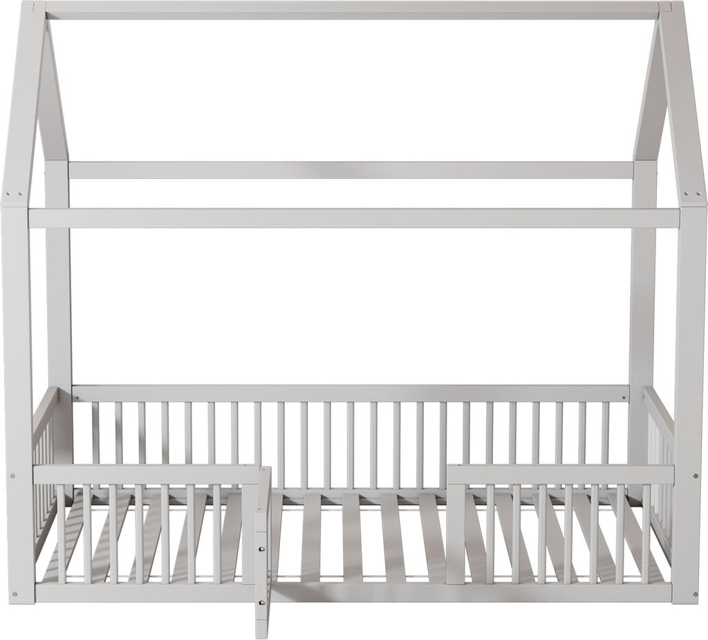 Merax Kinderbett 90x200cm, Hausform Bodenbett, Einzelbett Produktbild 