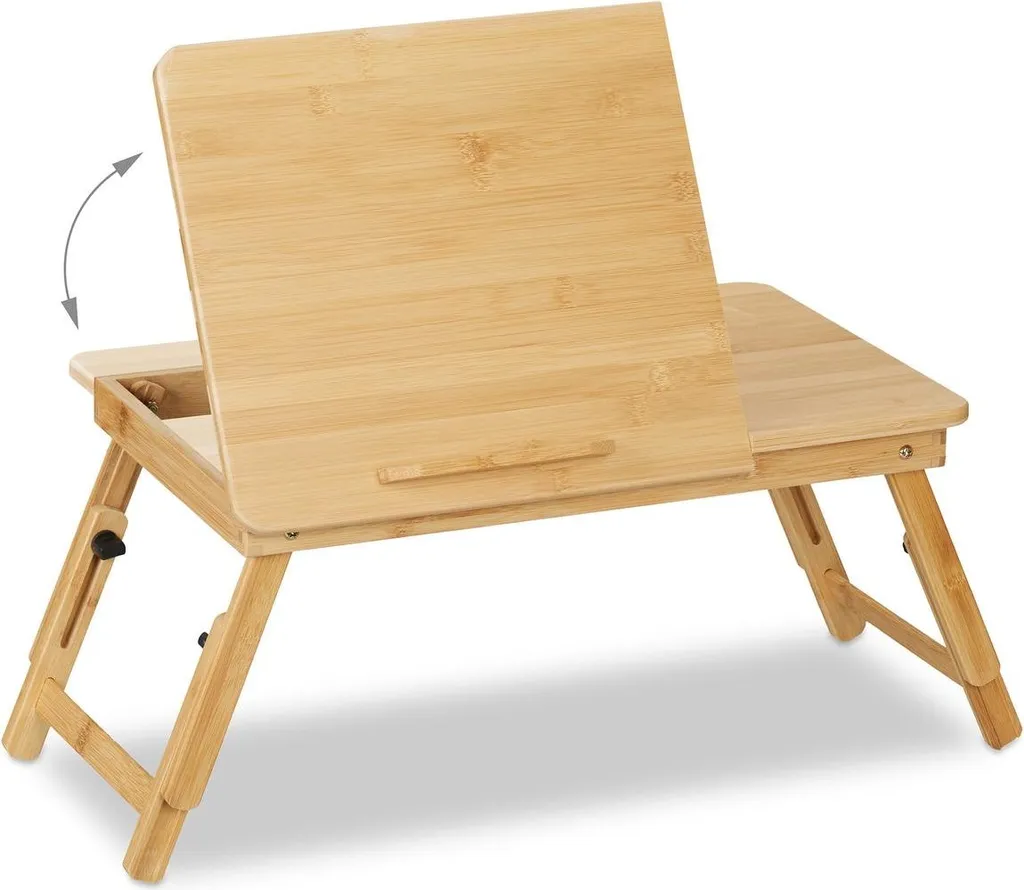 Support ordinateur portable inclinable en bambou avec pieds ajustables - 6
