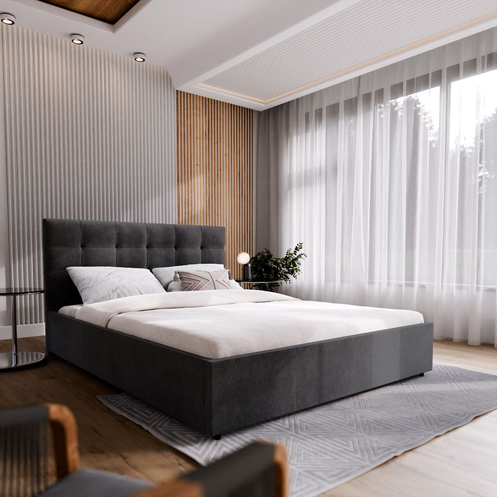 Masseno Polsterbett APE 180x200 cm, Polsterbett mit Bettkästen -Schwarz, COSMIC 100