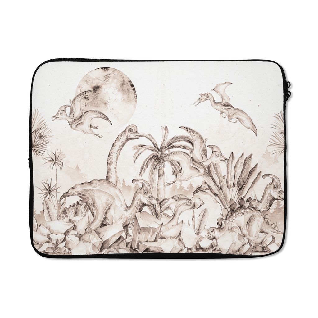 MuchoWow Laptop Hülle 15 Zoll Dino - Kinder - Dschungel - Pflanzen - Kinder Laptoptasche - Laptoptasche - Sleeve - Rundum-Schutz