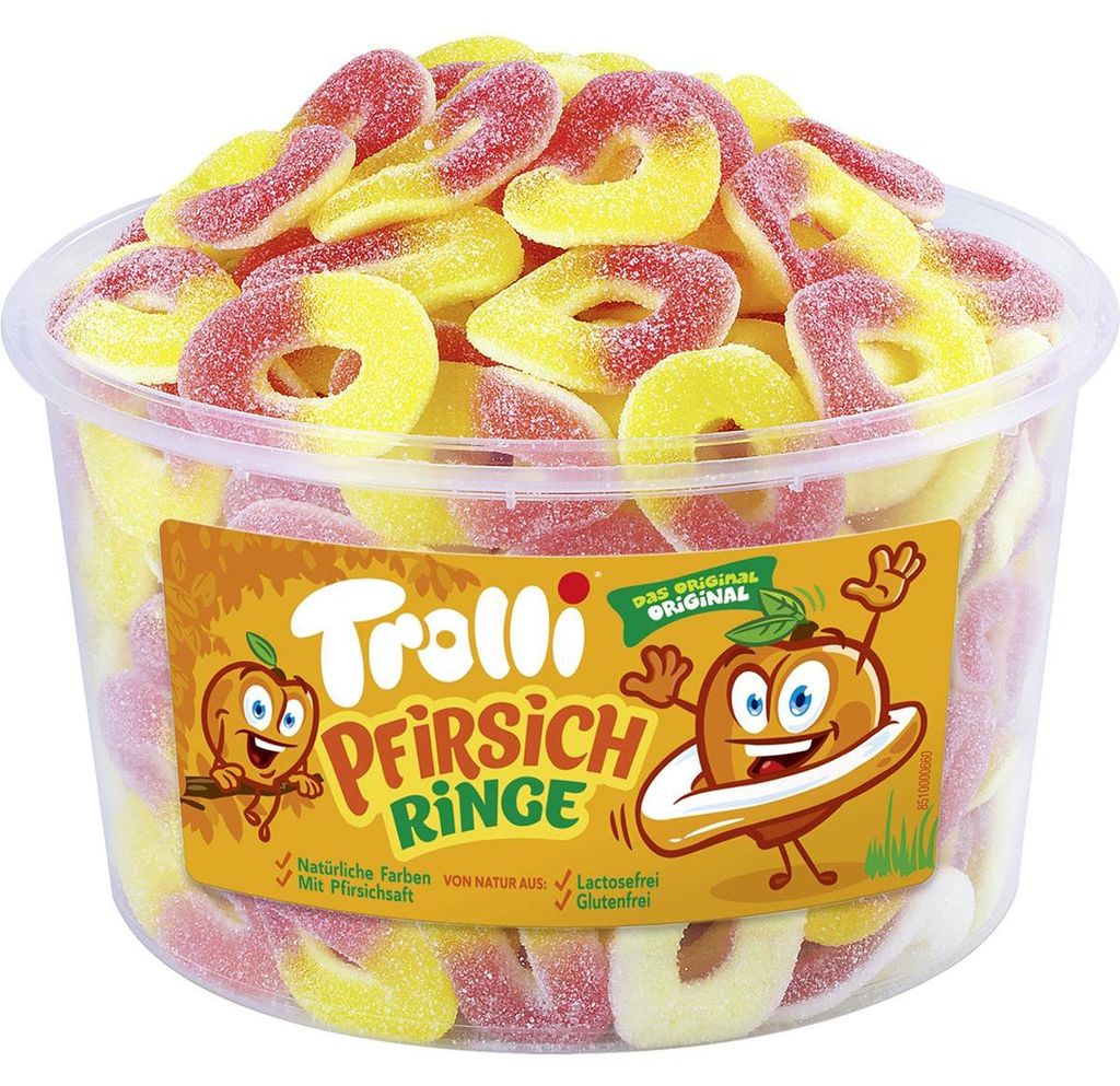 Trolli Sour Peach Rings Pěnová žvýkačka Fruit Gum 150 kusů Obrázek produktu 