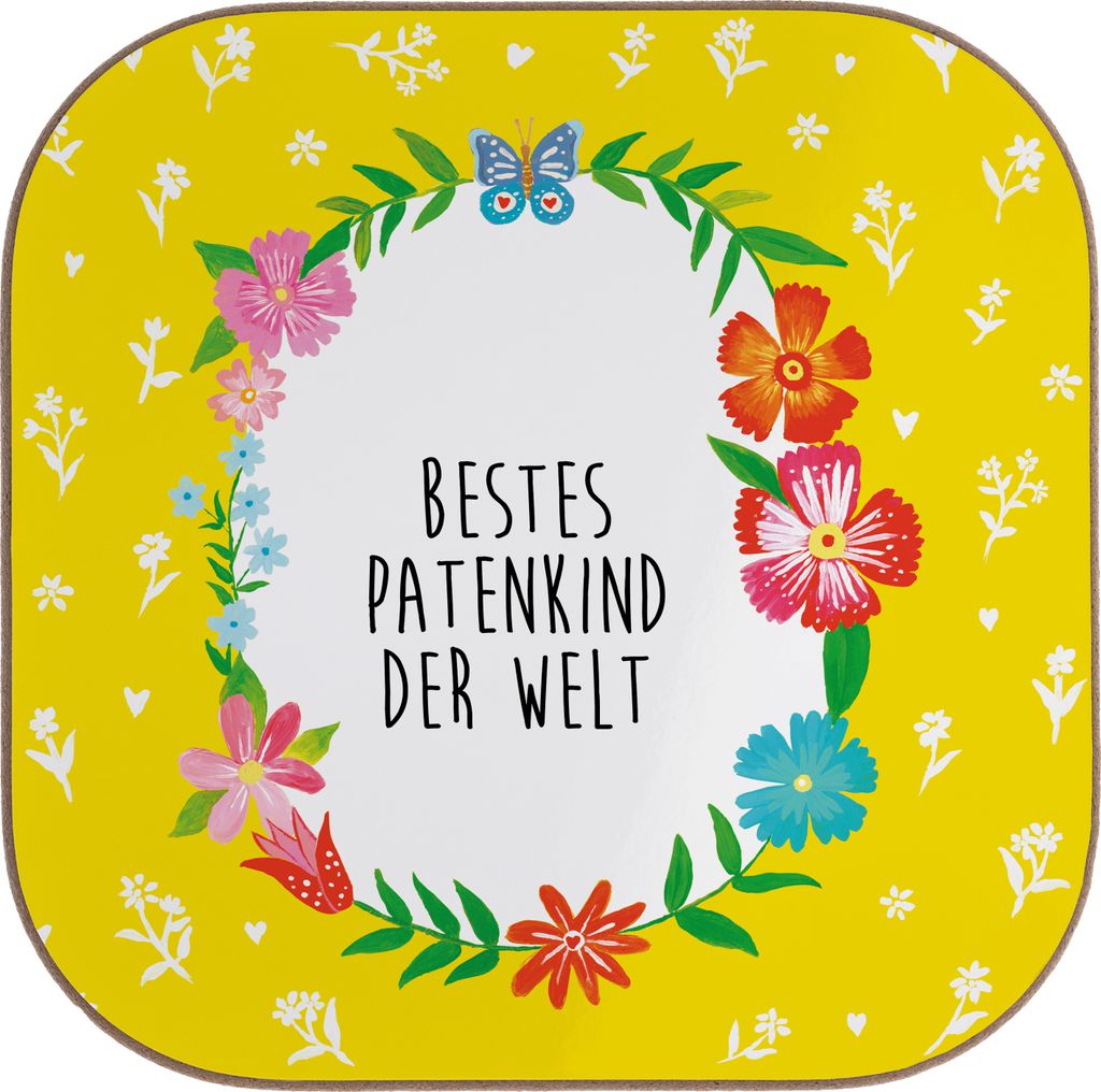 Mr. & Mrs. Panda Holzuntersetzer Patenkind - Weiß - Geschenk, Paten Kind, gläseruntersetzer, Untersetzer Glas, Coaster, Patentante, für Gläser,...