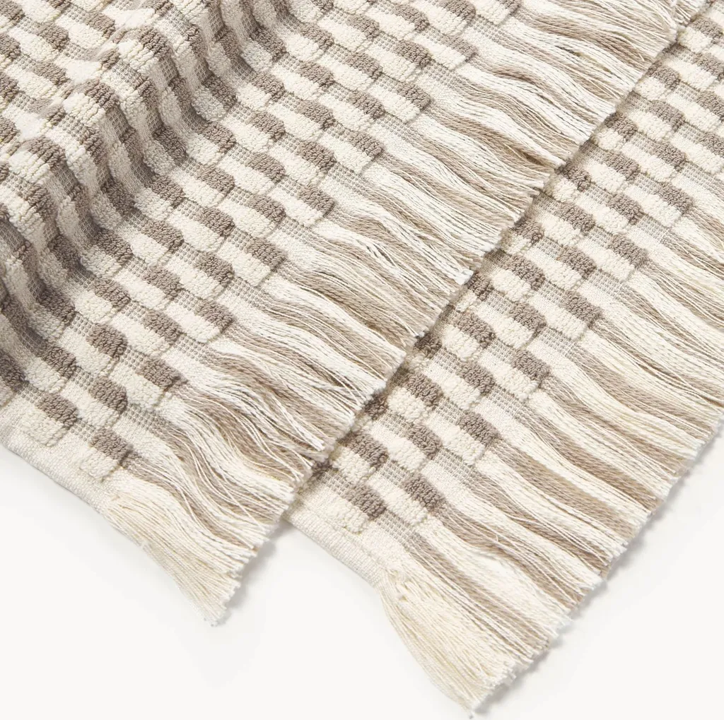 Set Asciugamani Westwing Juniper 100% Cotone | 600g/m² Bianco Marrone - 4