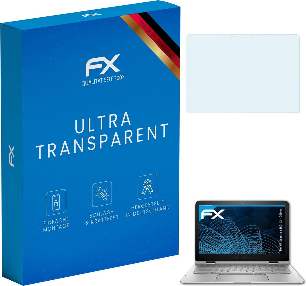 atFoliX FX-Clear 2x Schutzfolie kompatibel mit HP Spectre x360 13-4000ng Displayschutzfolie