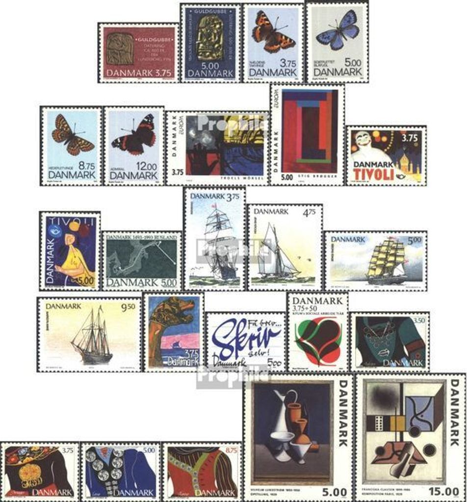 Briefmarken Dänemark 1993 Mi 1046-1069 (kompl.Ausg.) Jahrgang 1993 komplett postfrisch Archäologische Funde