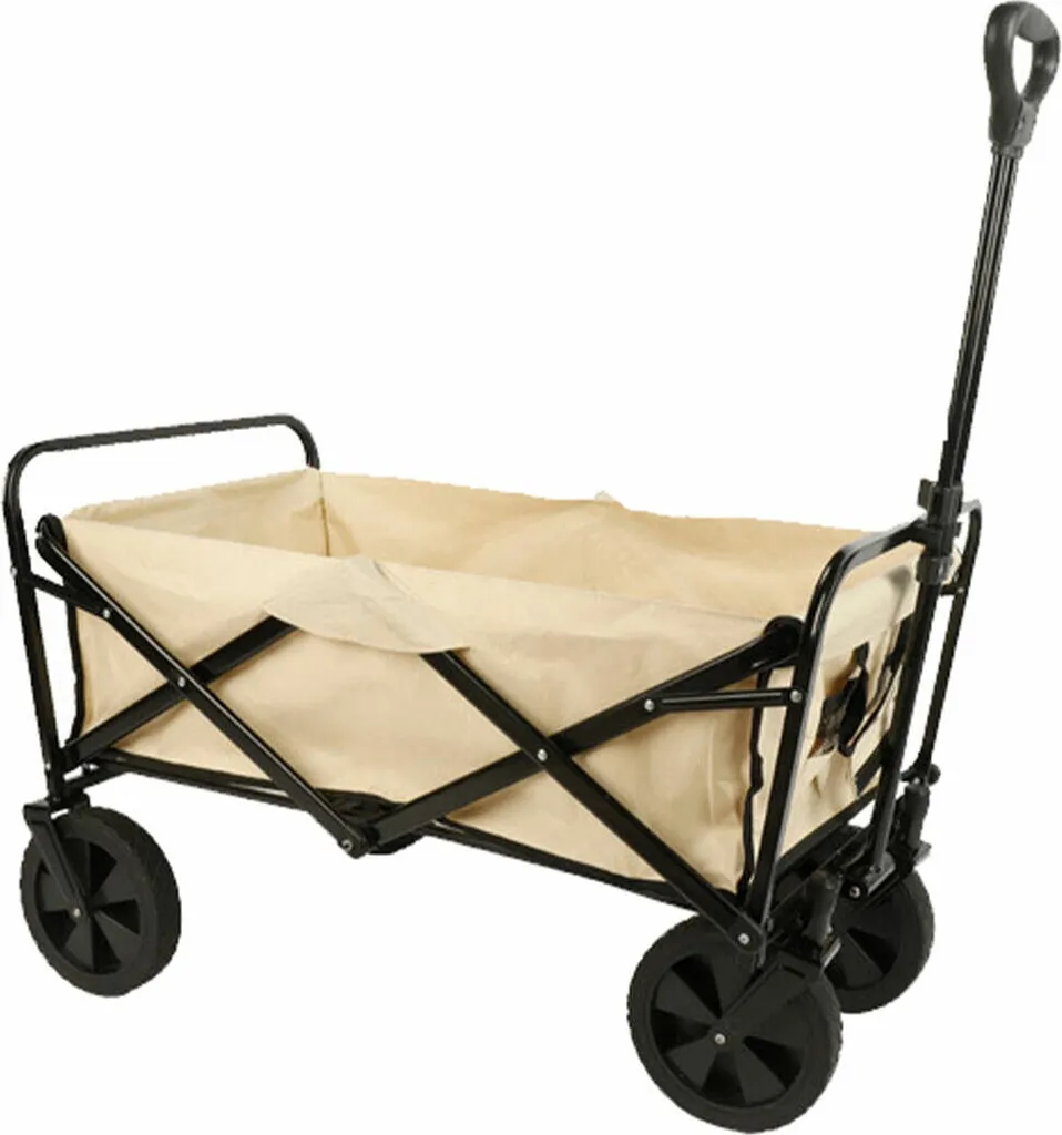 Chariot pliable acier robuste 150 kg Marbueno beige pour le jardin