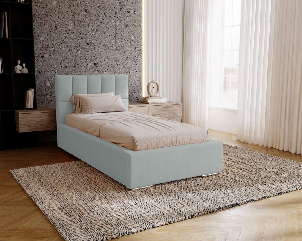 Einzelbett mit Polsterung 100x200 EMPORIA - Esche