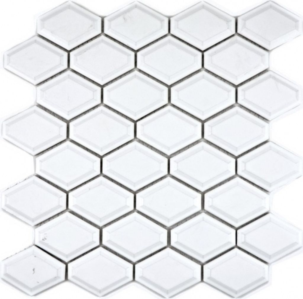 Mosaik Fliese Keramik Diamant Metro weiß glänzend Fliesenspiegel Küche MOS13MD-0101_f | 10 Mosaikmatten