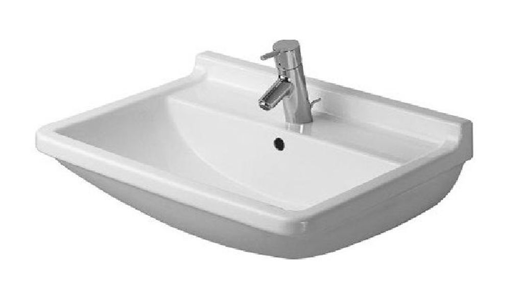 Duravit Waschtisch STARCK 3 mit Überlauf, Hahnlochbank, 1 Hahnloch 550 x 430 mm weiß