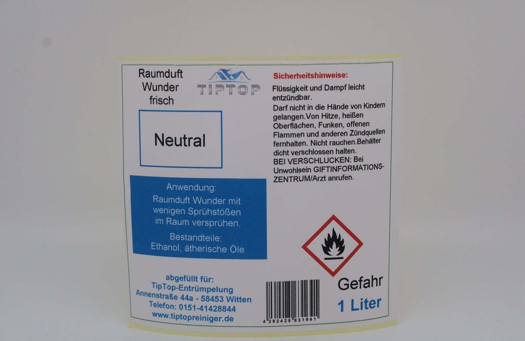 Raumduft-Wunder - 1 Liter - frisch - Duftnoten zur Auswahl – ohne Duft / Neutral