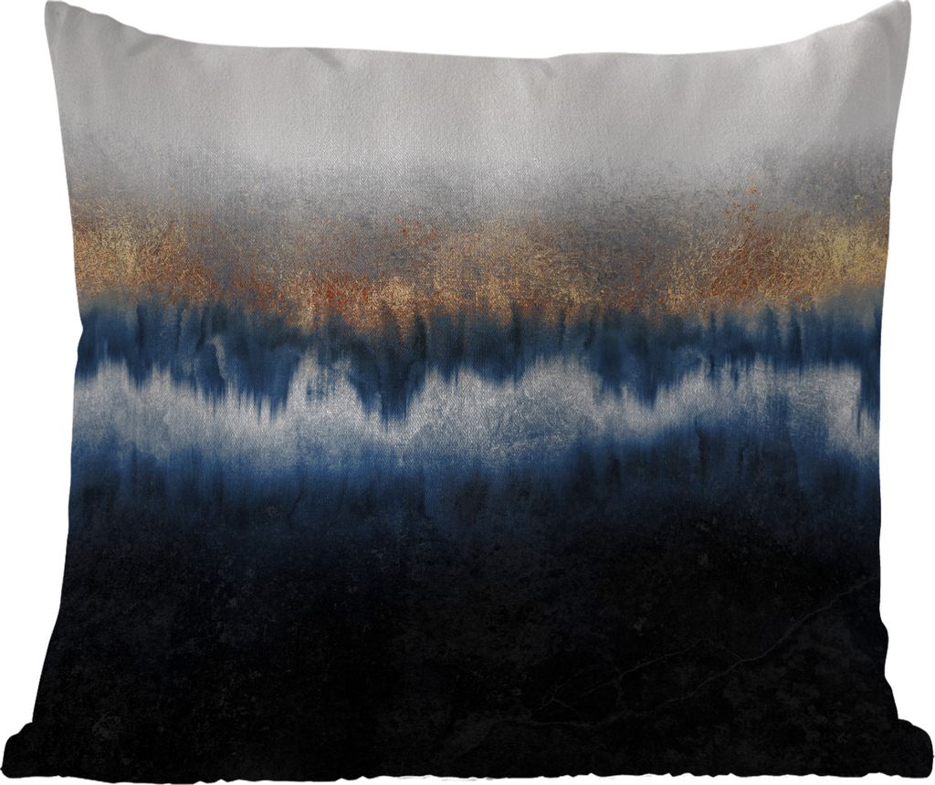 MuchoWow Outdoor Kissen - Abstrakt - Gold - Luxus - Blau - 40x40 cm - Wetterfest - Lounge Kissen - Kopfkissen - Interieur - Polster mit Bild