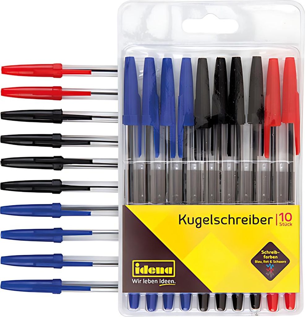 10 Kugelschreiber / Schreibfarbe: rot, blau, schwarz Produktbild 