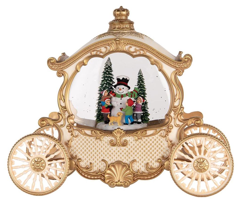 Clayre & Eef Weihnachtsdekoration mit LED-Beleuchtung und Musik 26x11x20 cm / 3xAA Beige Kunststoff