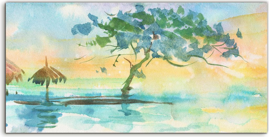 Coloray Canvas 100x50 Wandbild Leinwand Bilder Sonne exotische Meeres Landschaft