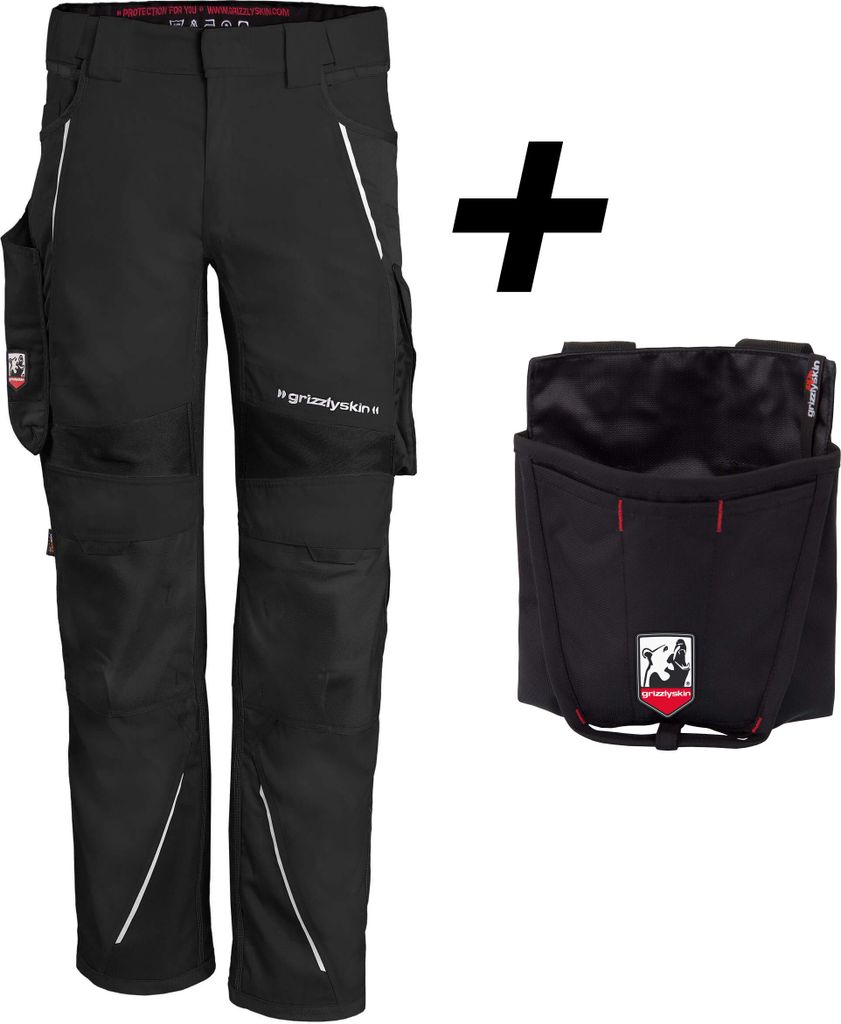 Qualitex Bundhose - BUNDLE IRON Arbeitshose + Workertasche aus Lyocell, Cordura & Stretch - in Farbe: schwarz - Herren: 58 - Damen: 52